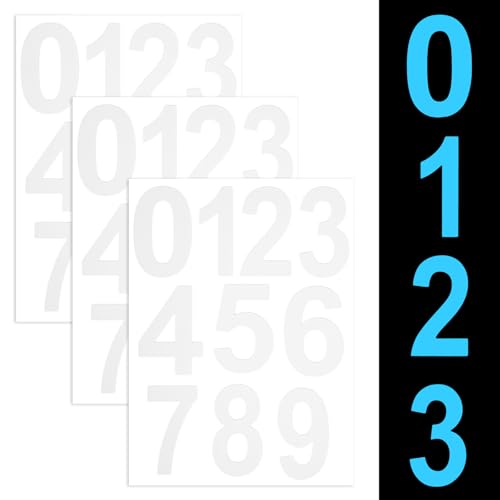 30 Numbers, Glow In The Dark House Numbers, 2.44In Number Stickers for Mailbox Glow Address Signs for Houses at Night for Door Cars Trucks Home Business(White)