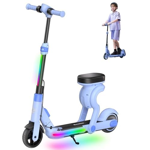 ECOROAD 2-in-1 Kids Electric Scooter EK8,200W Motor & 9 Miles Range,Up to 10 MPH,Dual Brake System,Bluetooth Music & Foldable & Adjustable Height, for
