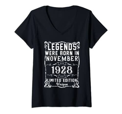 Mujer Cumpleaños Noviembre 1928 Edición Limitada Regalo Vintage Camiseta Cuello V
