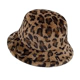 NTLWKR Winter Faux Fur Bucket Hat, Fluffy Fuzzy Warm Hats, Plush Fisherman Cap, Furry Puffy Hats for Women