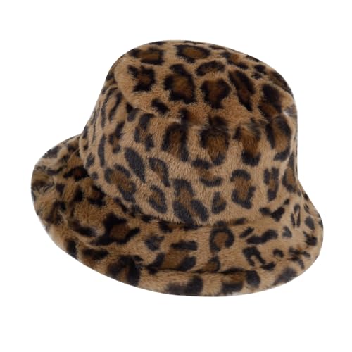NTLWKR Winter Faux Fur Bucket Hat, Fluffy Fuzzy Warm Hats, Plush Fisherman Cap, Furry Puffy Hats for Women