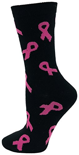 6 Pairs Womens Breast Cancer Awareness Socks, Pink Ribbon Soft Sport Sock Bulk Pack4