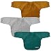 MIMUSELINA 3 BABEROS RIZO GUARDERÍA MANGA LARGA con goma en el cuello para fomentar AUTONOMÍA. Lavables, interior IMPERMEABLE y exterior RIZO ABSORBENTE anti calado (TURQ/GRIS/MOSTA)