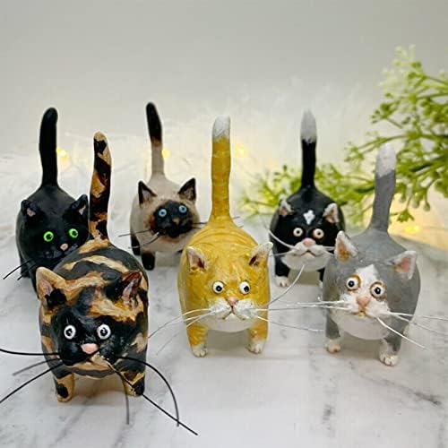 VHPJJY Kitty Miniature Sculpture, Cat Figurines Home Decor, Kitty Figures Decoration, Original Art Resin Desktop Ornament Cat Statue Decorative Figurine Indoor Outdoor Home Garden Decorations