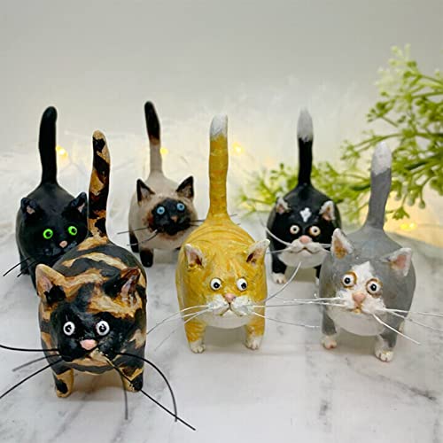Vhpjjy Kitty Miniature Sculpture, Cat Figurines Home Decor, Kitty Figures Decoration, Original Art Resin Desktop Ornament Cat Statue Decorative Figurine Indoor Outdoor Home Garden Decorations #TOP21