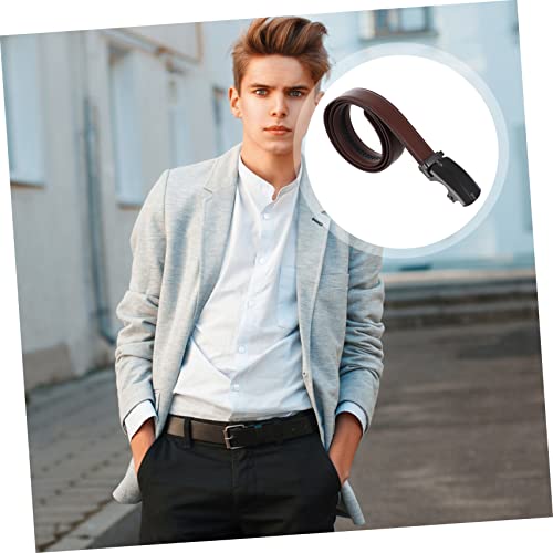 1Pc Automatic Buckle Men Belt Stylish Leather Waist Strap for Gentlemen Durable Cowhide Suitable for Business Attire3