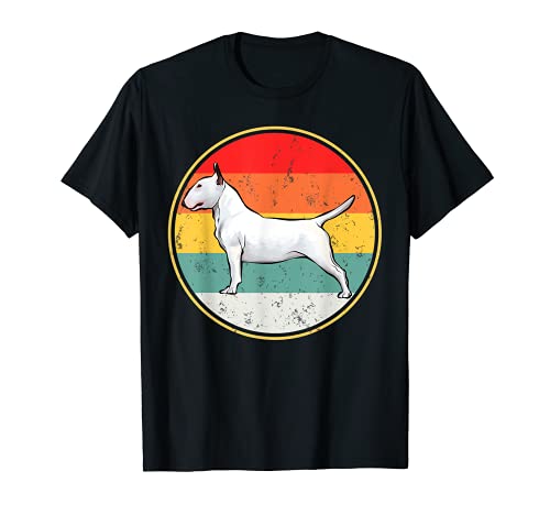 Vintage Retro Sunset Bull Terrier Dog T-Shirt, Black