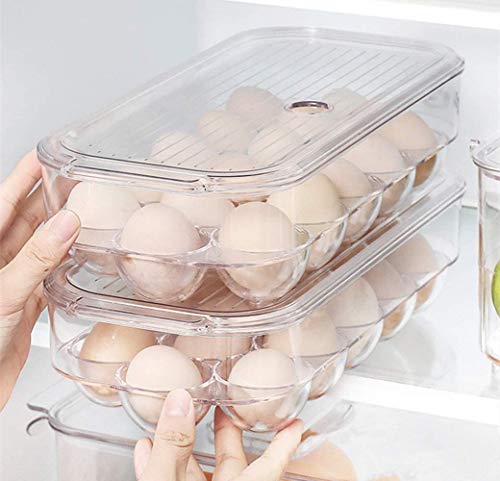 Blitzlabs Refrigerator Egg Holder Stackable Egg Storage Box Coverd Egg Tray Egg Organizer Container Bins Egg Storage With Lid, Fridge Portable Egg Case, Set Of 2 #TOP3