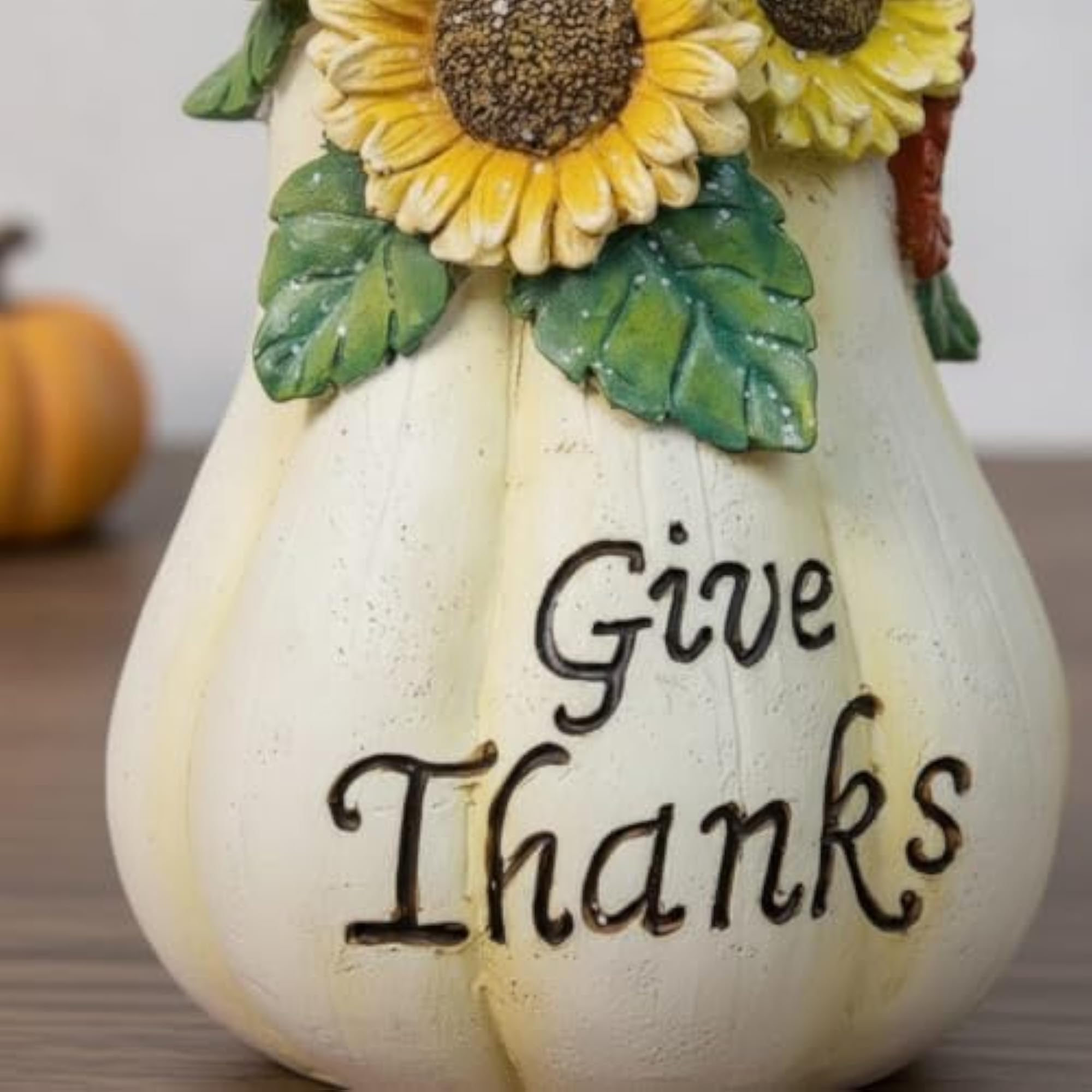 Fall Pumpkin Figurine Rustic Pumpkin with Sunflowers Decor