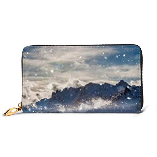 Preisvergleich Produktbild JHGFG Mode Handtasche Reißverschluss Brieftasche Märchenbild Hirsch Starker Schneefall Telefon Kupplung Geldbörse Abendkupplung Blockieren Leder Brieftasche Multi Card Organizer