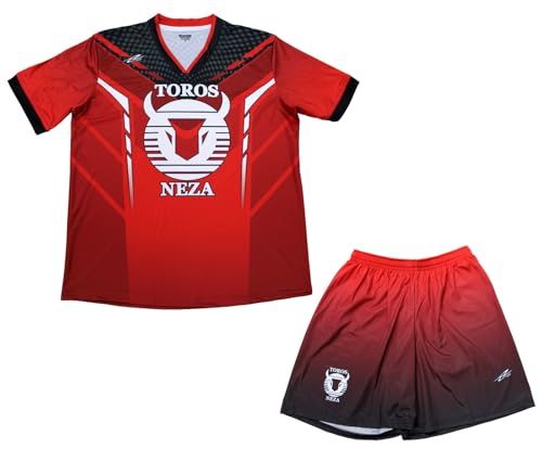 Toros Neza Uniform Set for Men Red and Black Jersey and Shorts Short Sleeve (US, Alpha, X-Large, Regular, Regular, Red)