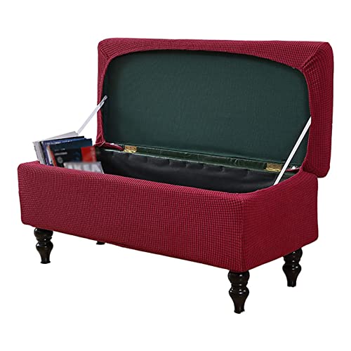 Housse pouf extensible vin rouge grand repose pieds lavable - 2