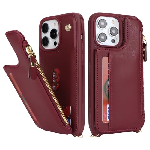Étui de téléphone avec sangle et pochette zippée pour iPhone 14 Pro Max