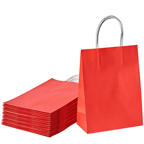 Suncolor 24 Pack Red Small Party Favor Bags Goodie Bags For Birthday Party/Valentines Day Gift Bags With Handle (Red) #TOP14