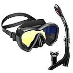 LUXPARD Snorkel Set, Anti-Fog Panoramic View Snorkel Mask and Anti-Leak Dry Snorkel Tube, Snorkeling Gear for Adult and Youth, Snorkel Kit Bag Included