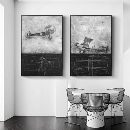 Affiches en noir et blanc de peinture d'avion 60x80 cm