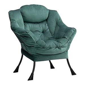 HollyHOME Modern Fabric Large Lazy Chair, Accent Oversized Comfy Reading Chair, Thick Padded Cozy Lounge Chair with Armrest, Leisure Sofa Chair for Living Room, Bedroom, Dorm, Dark Atrovirens