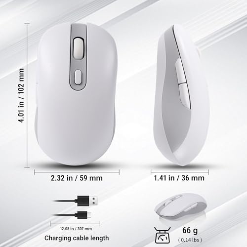 Ratón inalámbrico Bluetooth trimodo con diseño ergonómico de 6 botones para computadora portátil 7