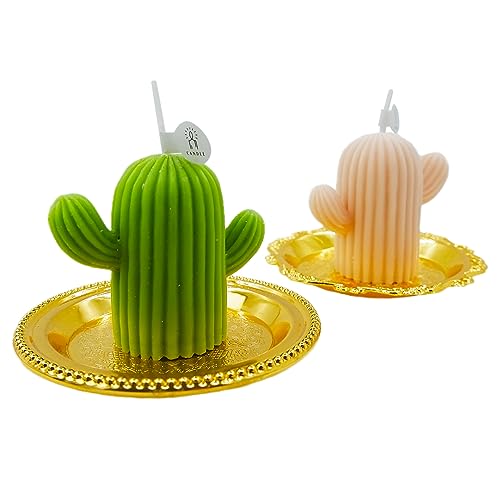 2Pcs Cactus Shaped Scented Candles for Women,Handmade Creative Aroma Candle for Home Decor,Courtship Candle,Wedding Candles for Ceremony,Romantic Candle(2Pcs Cactus Candles)