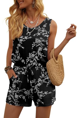 Image of DouBCQ Womens Summer Casual Sleeveless Loose Jumpsuits Romper with Pockets