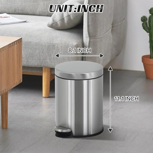 Caneca de basura redonda de acero inoxidable 6L miniatura 6