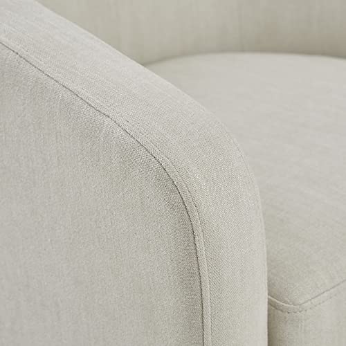Martha Stewart Amber Swivel Chair For Living Room High Back Bedroom Lounge Removable Foam Seat Cushion Upholstered, Nursery Furniture, Metal Base, Fully Assembled, 30.5"W X 29.75"D X 30.25"H, Ivory #TOP6