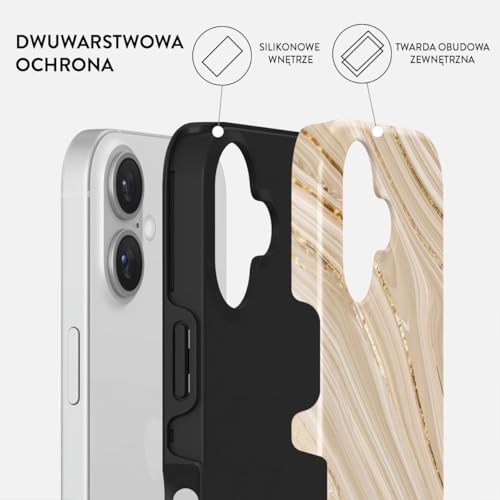 BURGA Etui na iPhone 16 – Dwuwarstwowa Hybrydowa Obudowa z Amortyzującym TPU, Odporna na Zarysowania, Podniesiona Ramka dla Ochrony Ekranu, Kompatybilne z MagSafe do Codziennego Użytku