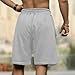 xoxingysm Mens Summer Shorts 2024 Fashion Ripped Athletic Shorts Elastic Waist Drawstring Casual Shorts Pockets Beach Shorts Grey