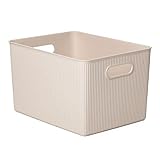 Superio Ribbed Collection - Eco-Friendly Decorative Plastic Open Home Storage Bins Organizer Baskets, X-Large (1 Pack) Container Boxes for...