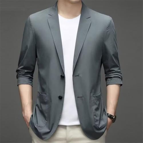 Jackets, Lightweight Summer Ice Silk Cool Suit Jacket,Business Suit Jacket,Double Button Design, Casual Slim Fit4