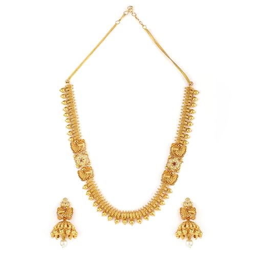 Rubans 22K Gold-Plated Red White Ruby Studded Jewellery Set For Women (B0D6G6HF1P) Amazon Price History, Amazon Price Tracker