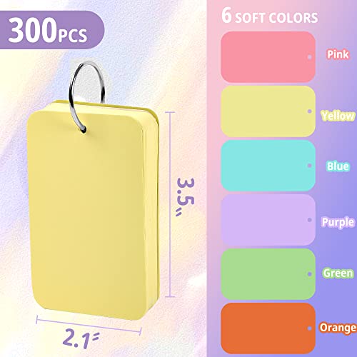 Cagie 300 Pcs Blank Flash Cards For Studying Language Math 6 Colored Index Cards With Metal Ring 2.2 X 3.5 Inches Easy Flip Note Cards For Bookmark/Diy Greeting Card/Memo Scratch Pads #TOP1