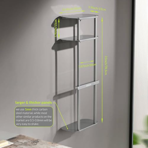simpletome Towel Racks for Bathroom Storage Shower Organizer 31 inch Wall Mounted with Shelves Can Holds 6 Large Towels Thickened Carbon Steel (Silver Grey) by simpletome - Image 3