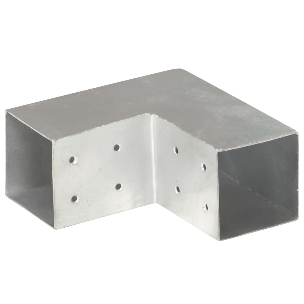 Conector de postes en forma de L, 81 x 81 mm, metal galvanizado para casquillos de postes, 2 manguitos, preperforado para postes de madera, travesaños, cercas en el jardín