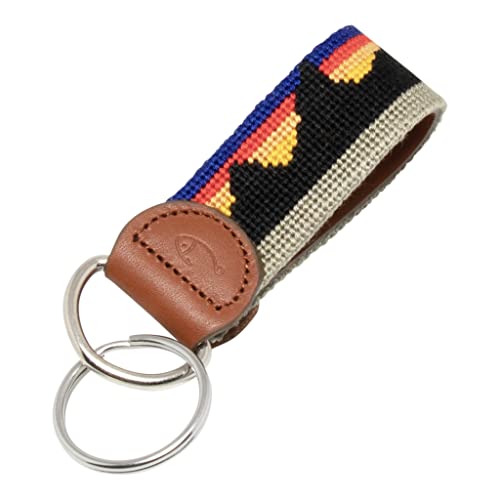 Image of Leather Hand-Stitched Needlepoint Key Fob or Key Chain