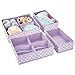 mDesign Juego de 2 Cajas de almacenaje para Cuarto Infantil y Ropa de bebé – Cesta organizadora Plegable en 2 tamaños – Organizador de armarios de Fibra sintética Transpirable – Lila/Lunares Blancos