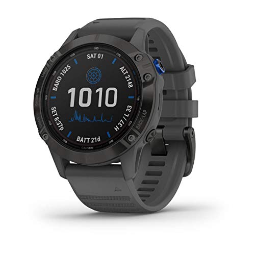Gps Garmin Relógio Fenix 6 Pro Solar Power Glass Preto com Pulseira Cinza