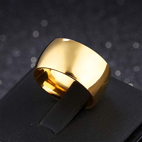 Fashion Month Mens 12mm Classic Gold Tungsten Carbide Ring Wedding Engagement Domed High Polished Wide Smooth Band3