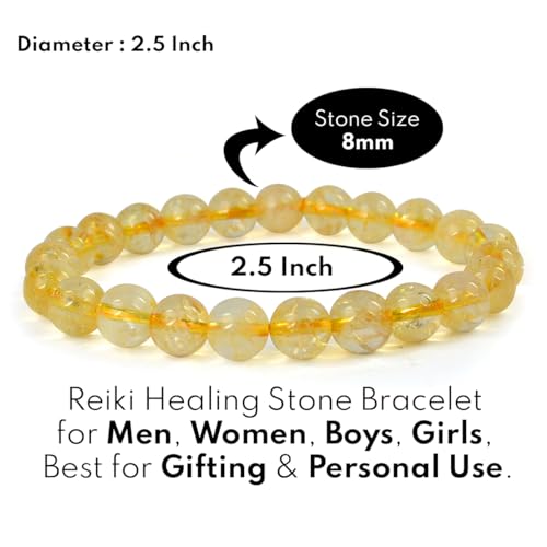 Image of Reiki Crystal Products Certified Natural Crystal Stone 8 mm Round Beads Bracelet for Men and Women | Reiki Charged Gemstone Bracelets | Multiple Stone Variants Available