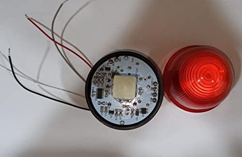 Image of POWER ABS Revolving Industrial Tower Beacon Light AC 110V /220V and DC 12V /24V Buzzer Circular Siren LED Warning Light (Red, 8.7 x 15 cm) (LTE-2071J)