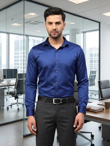 Image of DEELMO Combo of Men's Stylish Solid Satin Casual Shirt for Men Full Sleeves| Poly Satin Silk Shirt Pack of 2