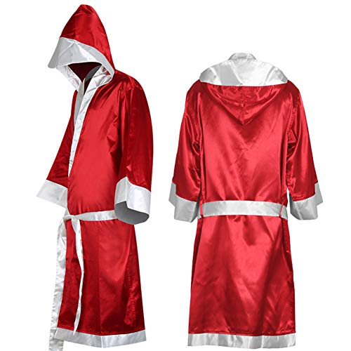 Jiecikou Boxing Robe Cloak with Hood Men and Women Boxer Costume Red M