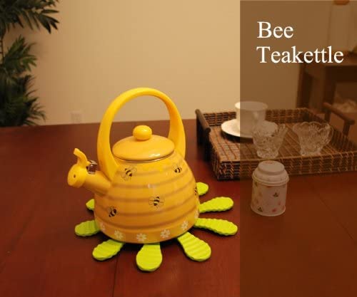 Whistling Tea Kettle For Stove Top Enamel On Steel Teakettle, Supreme Housewares Bee Hive Design Teapot Water Kettle Cute Kitchen Accessories Teteras (2.4 Quart, Bee Hive) #TOP5