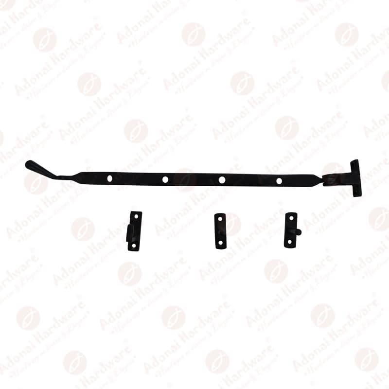Adonai Hardware 13" "Jerahmeel Iron Heavy Duty Window Latch Lock Casement Stay, Easy to Install, Window Hardware Accessories Fittings (Supplied as 12 Pieces per Pack) - Black Powder Coated