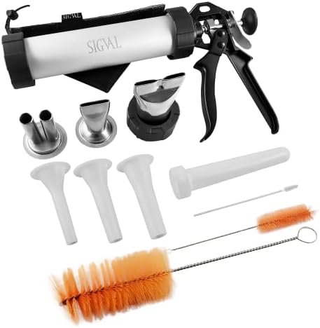 SIGVAL Classic Jerky Gun, Easy-Clean Jerky Maker, Aluminum Barrel with 4 Stainless Steel Nozzles & Bag