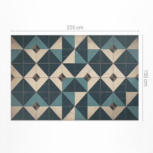 Tapis en vinyle 150x225 cm géométrie art déco imperméable pour balcon et terrasse - 4