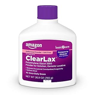 Amazon Basic Care ClearLax Polyethylene Glycol 3350 Powder for Solution, Osmotic Laxative, Relieves Occasional Constipation, Unflavored, 1.68 pound (Pack of 1)