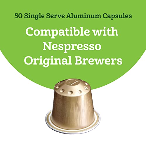 Image of Amazon Fresh Espresso Medium Roast Aluminum Capsules, Compatible with Nespresso Original Brewers, Intensity 8 /13, 50 Count (5 Packs of 10)