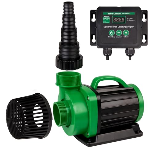regelbare Teichpumpe Vario Control 22000-S | WAGNER GREEN eco Filterpumpe mit 22.000 l/h | regulierbar mit externem Controller | einsetzbar als Bachlaufpumpe oder Wasserfallpumpe regelbare Teichpumpe Vario Control 22000-S | WAGNER GREEN eco Filterpumpe mit 22.000 l/h | regulierbar mit externem Controller | einsetzbar als Bachlaufpumpe oder Wasserfallpumpe