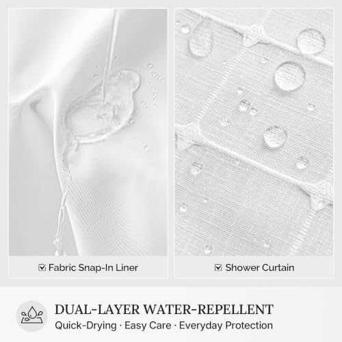 RiverDream Farmhouse No Hooks Shower Curtain with Snap-in Liner,White,36x74 by River Dream - Used condition - Image 6